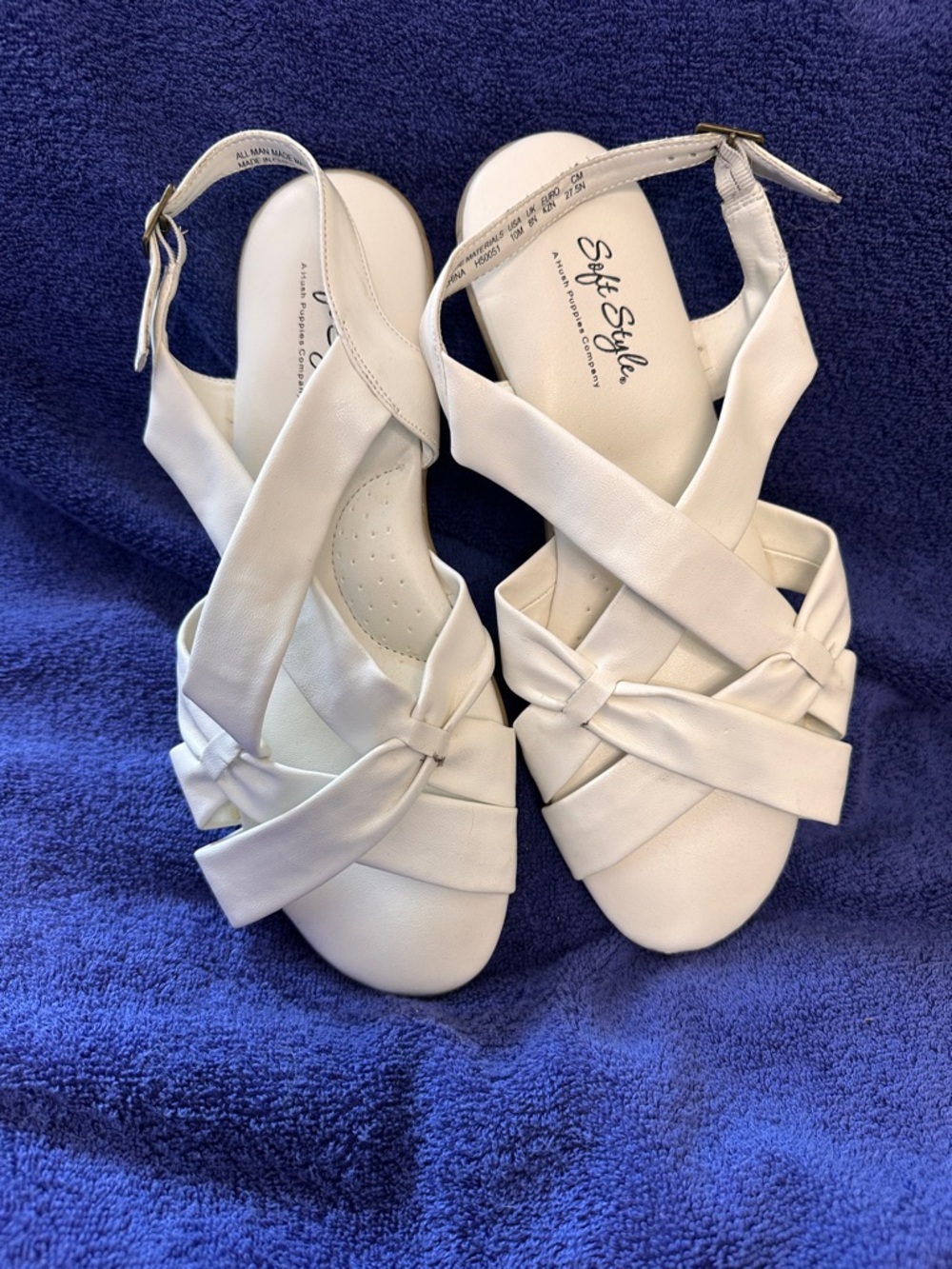 Soft Style by Hush Puppies strappy white wedge sandals